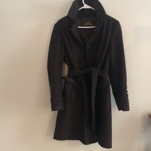 Tailored  Chocolate Brown Wool/Cotton Trench Coat Size 10 Novelti Adorab…
